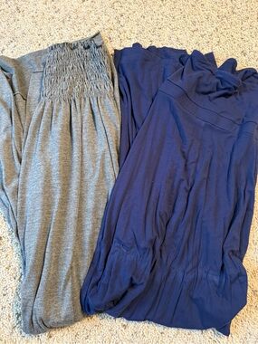 Two strapless Long summer dresses- Heather Gray & Navy